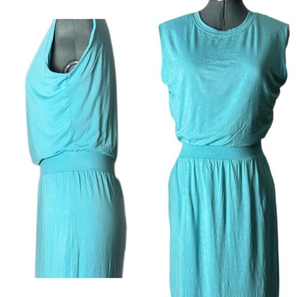 Athleta Santorini Cinch Midi Dress Women's Size XS Gulf Green Turquoise Blue - Picture 4 of 16